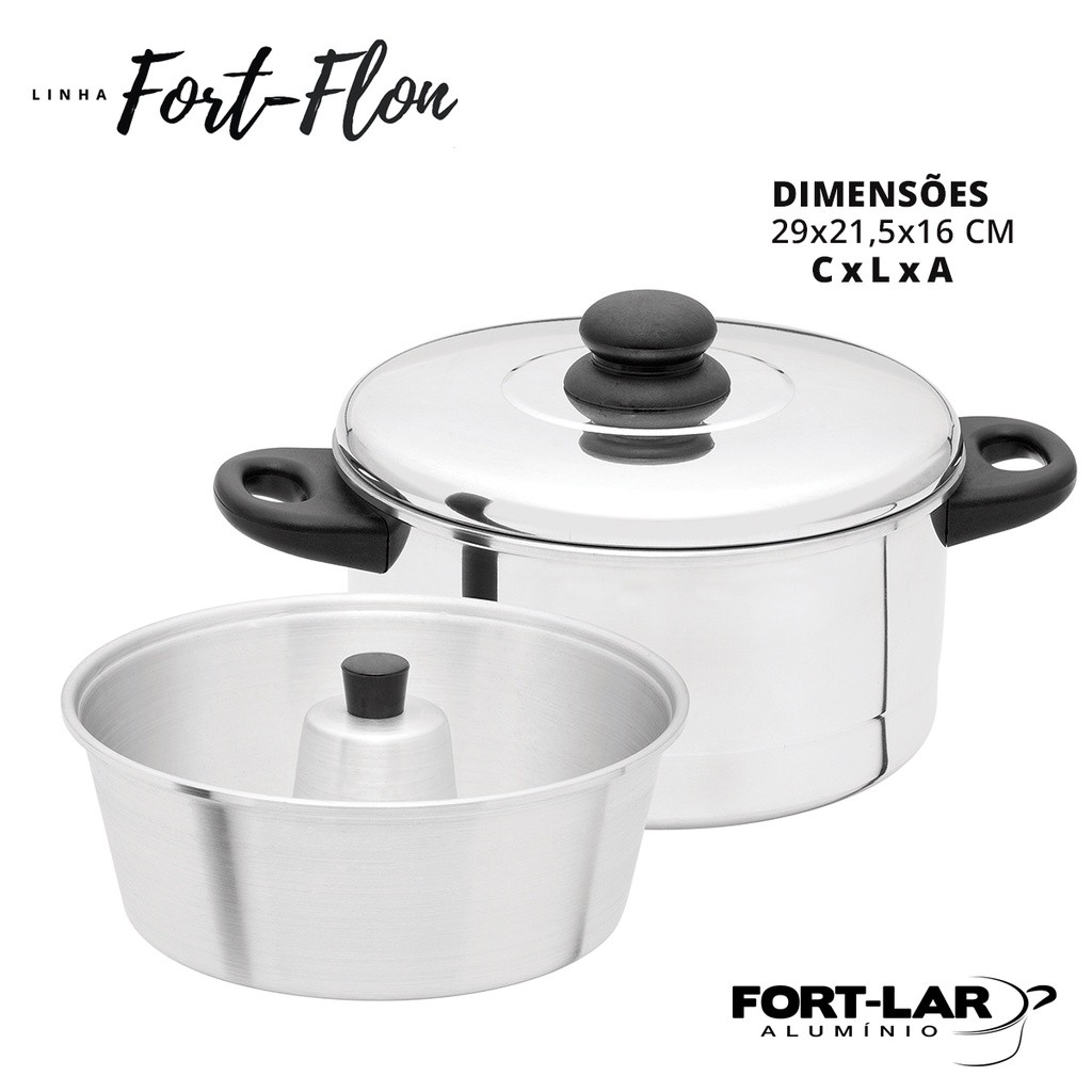 Panela Banho Maria Forma Pudim Polido n 20 - 3x1 Fortlar