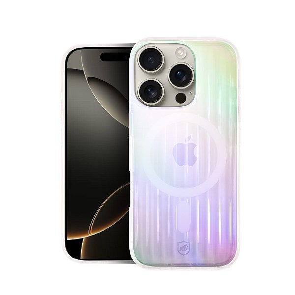 Capa Case Capinha Rainbow Magsafe Transparente iPhone 16 Pro Gshield – Efeito Arco-Íris