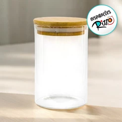 Pote de Vidro Hermético com Tampa de Bambu - 11x7cm - 250ml - 1 unidade - Rizzo