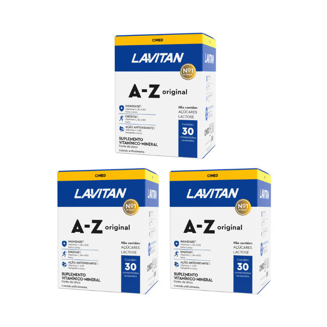 Kit 3x Lavitan AZ Original Cimed 60 Comprimidos | Multivitamínico Vitaminas e Minerais