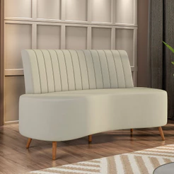 Sofá Chaise Living 2 Lugares 135cm para Sala Cayman K01 Veludo Bege - Lyam Decor