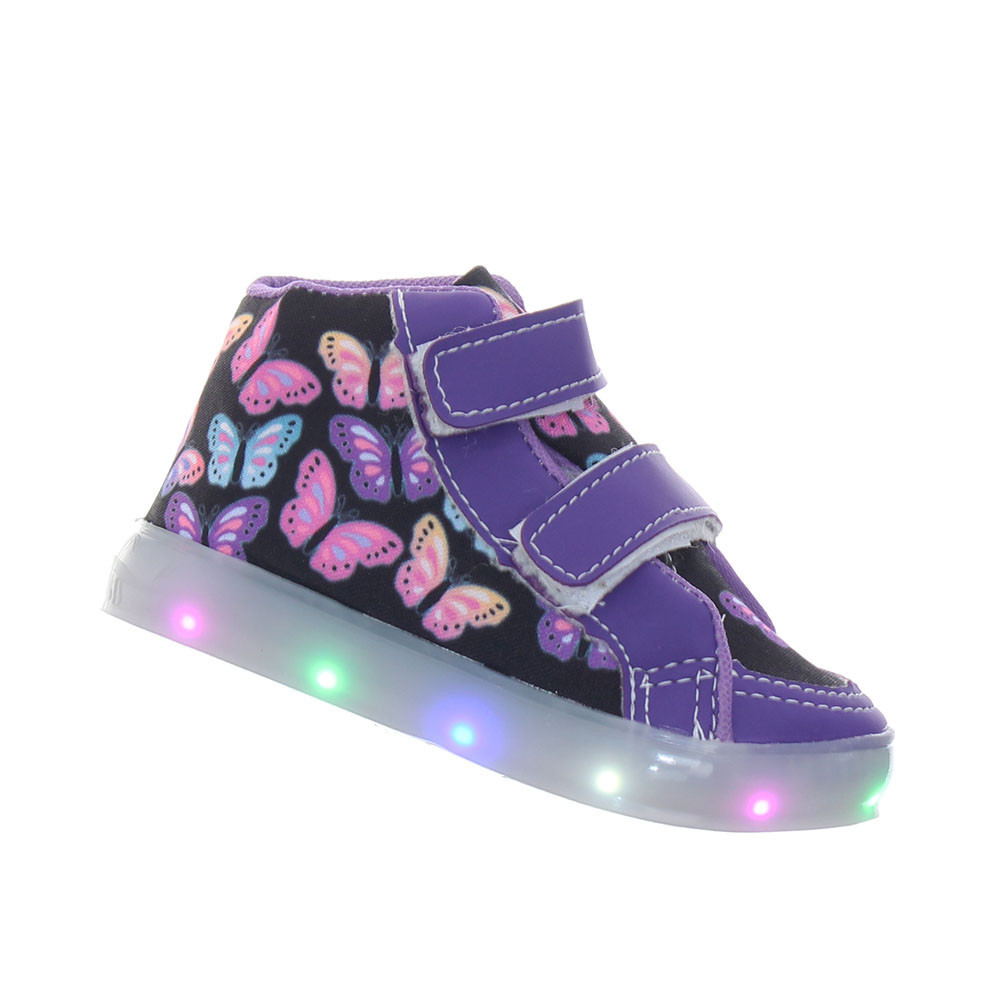Tenis calçado de menina com luzinha de led que brilha pisca borboleta infantil juvenil