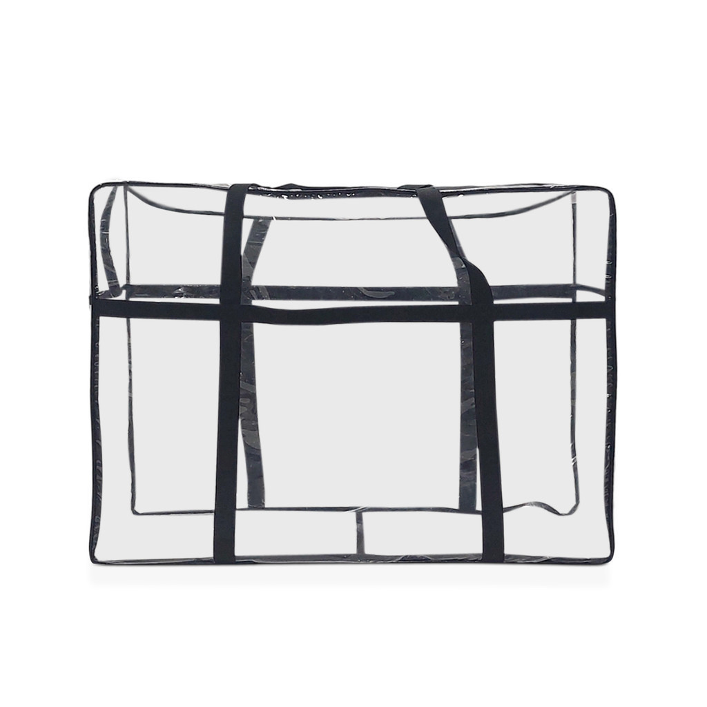 Bolsa sacola cristal PVC plastica transparente organizador 70x55x30cm grande jumbo transporte viagem cobertor edredon
