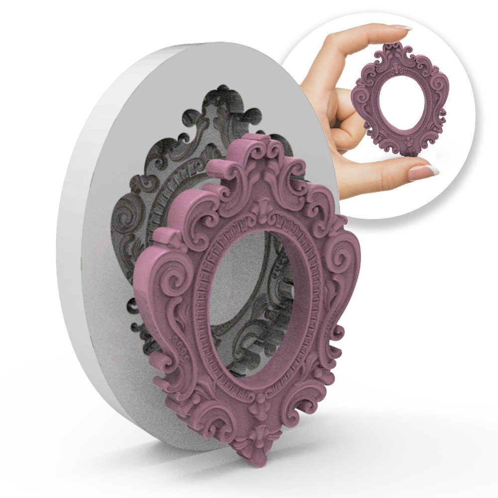 Forma de Silicone Mini Moldura Arabesco Vintage