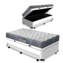 Cama Box Baú e Auxiliar Solteiro Branca + Colchão D33 Ortobom ISO 100 88cm