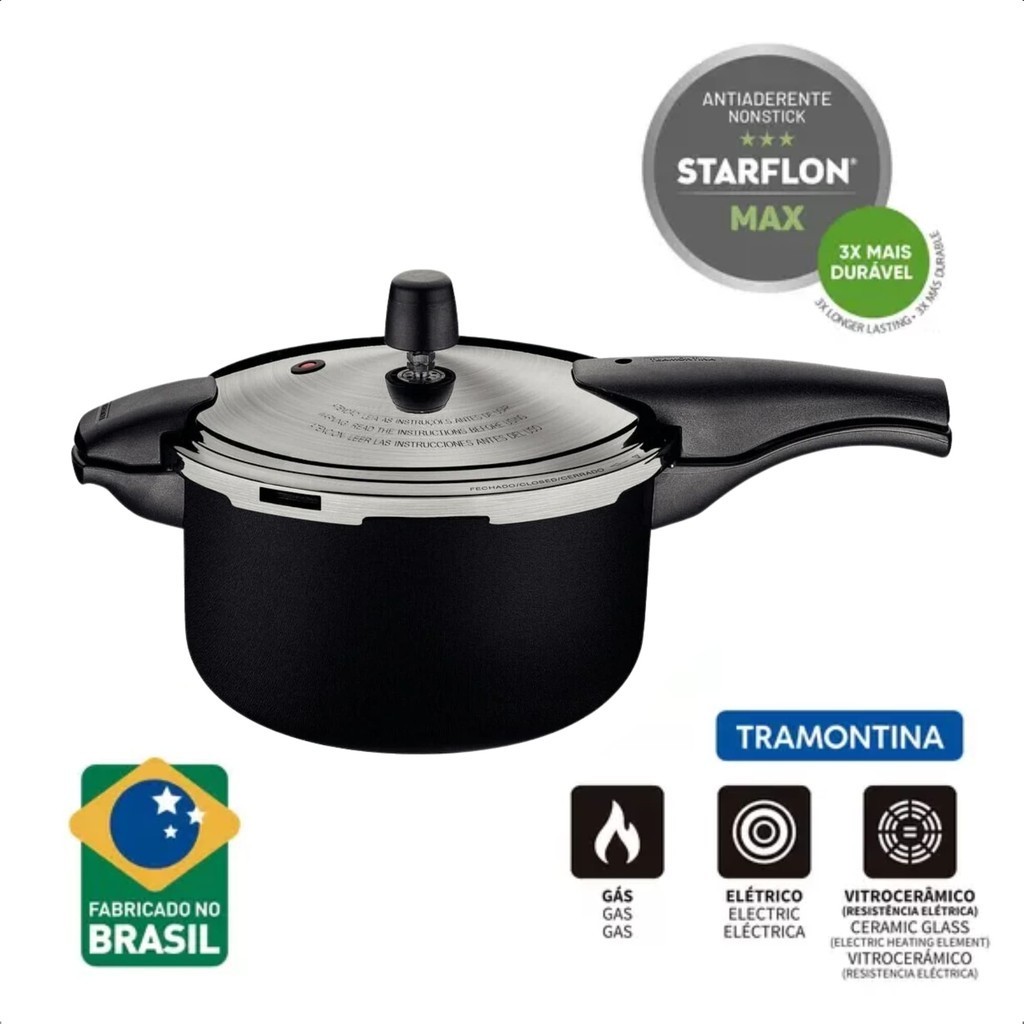 Panela de Pressão Vancouver Alumínio Revestimento Interno e Externo 24 cm 6L Tramontina - 20592424