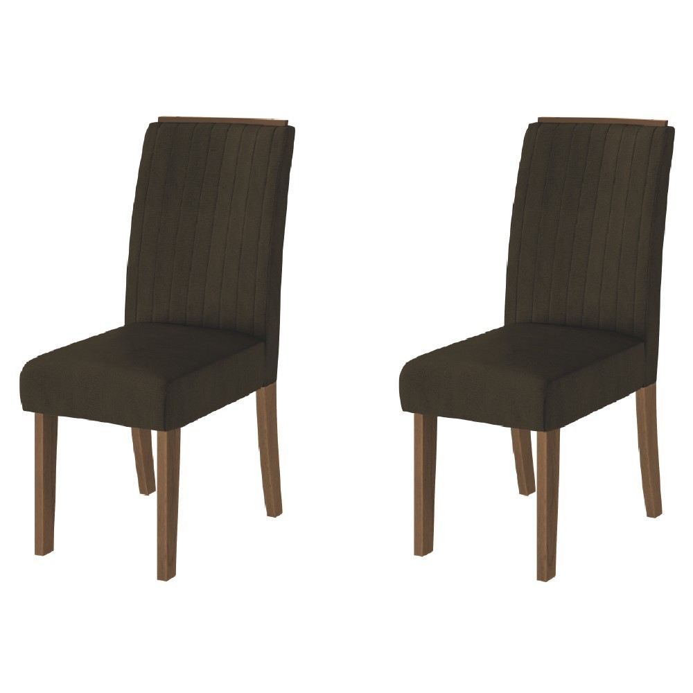 Conjunto Com 2 Cadeiras Estofada Sala de Jantar Grécia Cedro / Marrom Dobuê em Oferta na Shopee