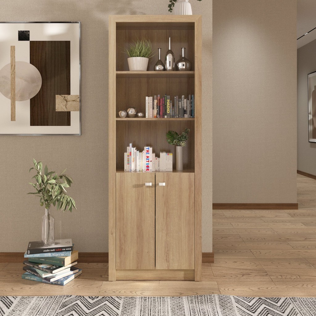 Armário Alto para Escritório 171,5x60cm com 2 Portas e 5 Prateleiras ME4110 Amendoa em Oferta na Shopee