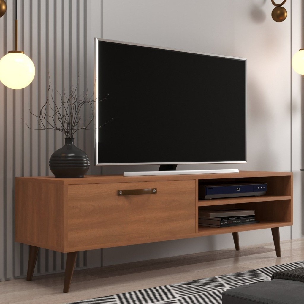 Rack para TV até 50 Polegadas Pés Palito Retrô Miami Freijó em Oferta na Shopee