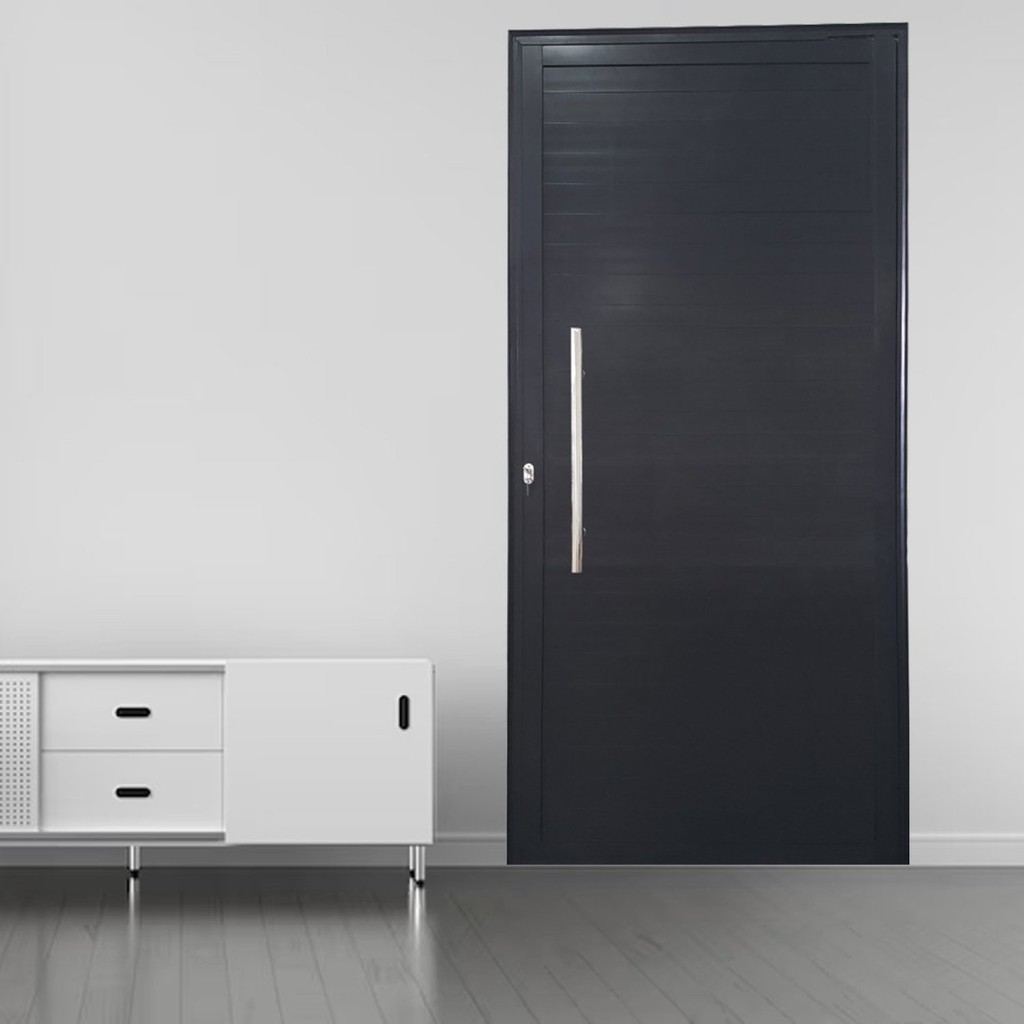 Porta Pivotante de Alumínio 210 X 100cm com Puxador Veneza Esquadrias Bergamo Abertura Direita Preto em Oferta na Shopee