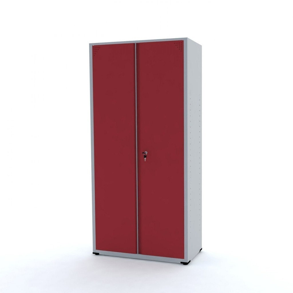 Armário de Aço 2 Portas 3 Prateleiras com Chave AP408SL Cinza/Vermelho
