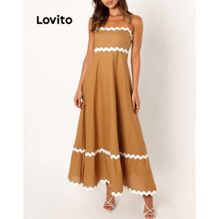 Lovito Vestido Elegante Com Fita Lisa E Contrastante Para Mulheres LNL43171