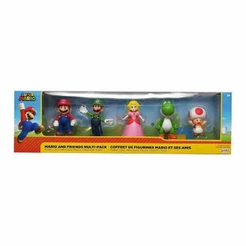 5 Bonecos Mario, Luigi, Yoshi, Toad e Peach - Super Mario