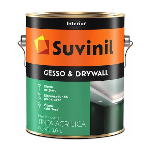 Tinta Para Gesso E Drywall Suvinil 3,6l Branco Acabamento Fosco em Oferta na Shopee