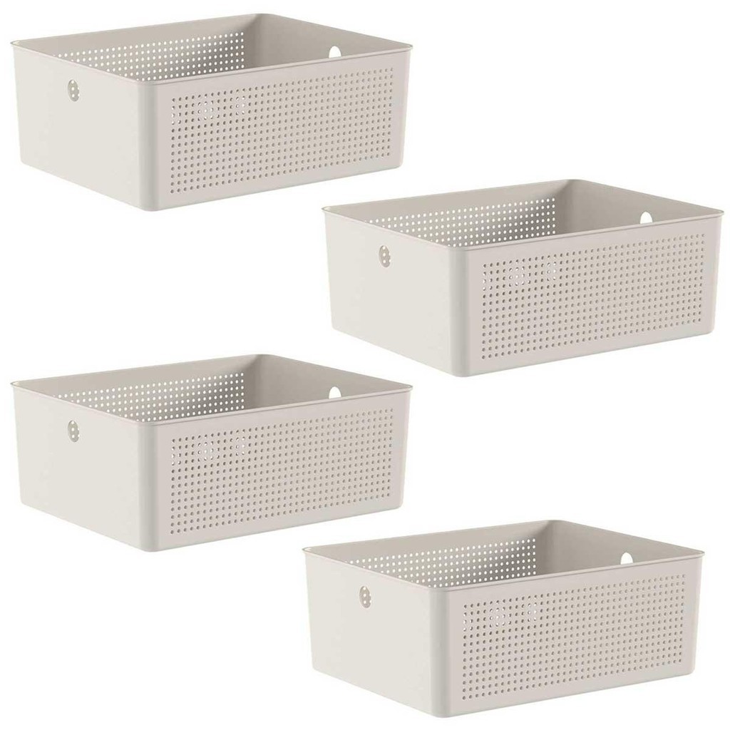4x Cesto 12L Organizador Ou Flow Bege 13cm X 27cm X 34cm em Oferta na Shopee