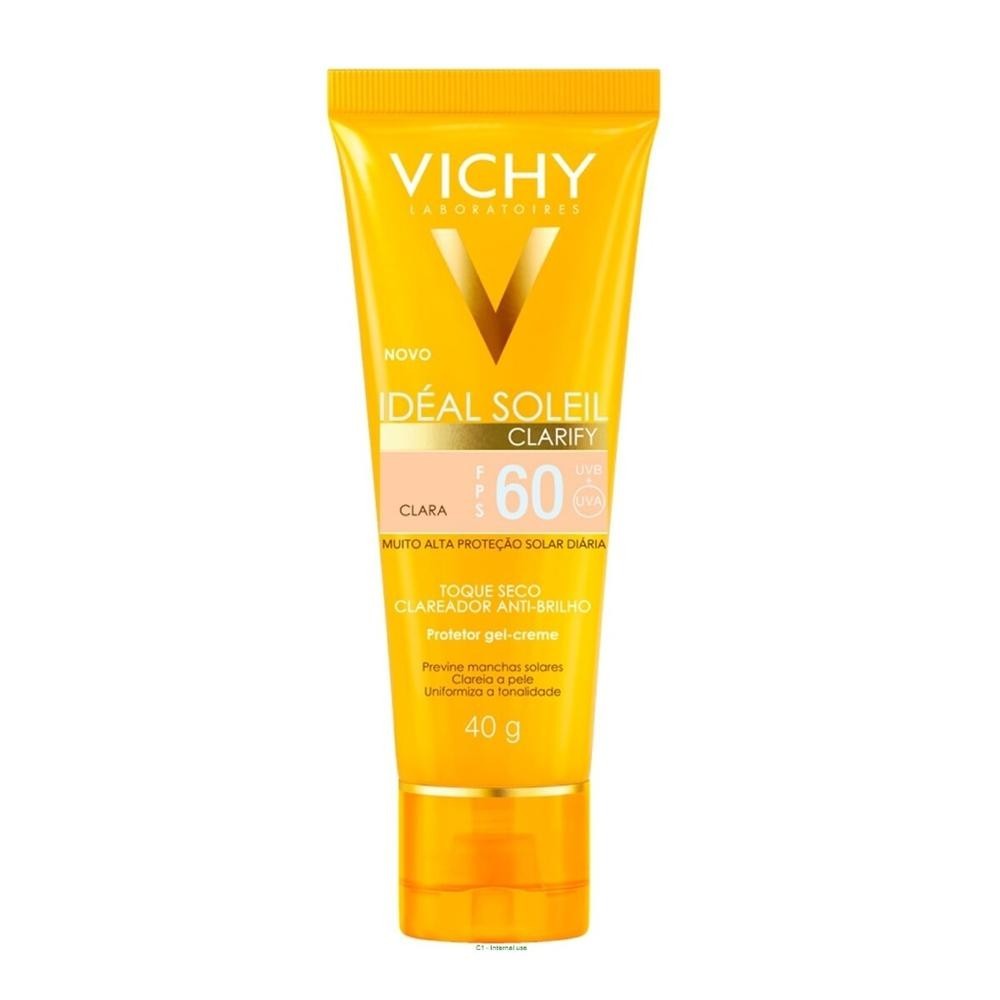 Protetor Solar Facial Vichy Ideal Soleil Clarify FPS60 Clara 40g em Oferta na Shopee