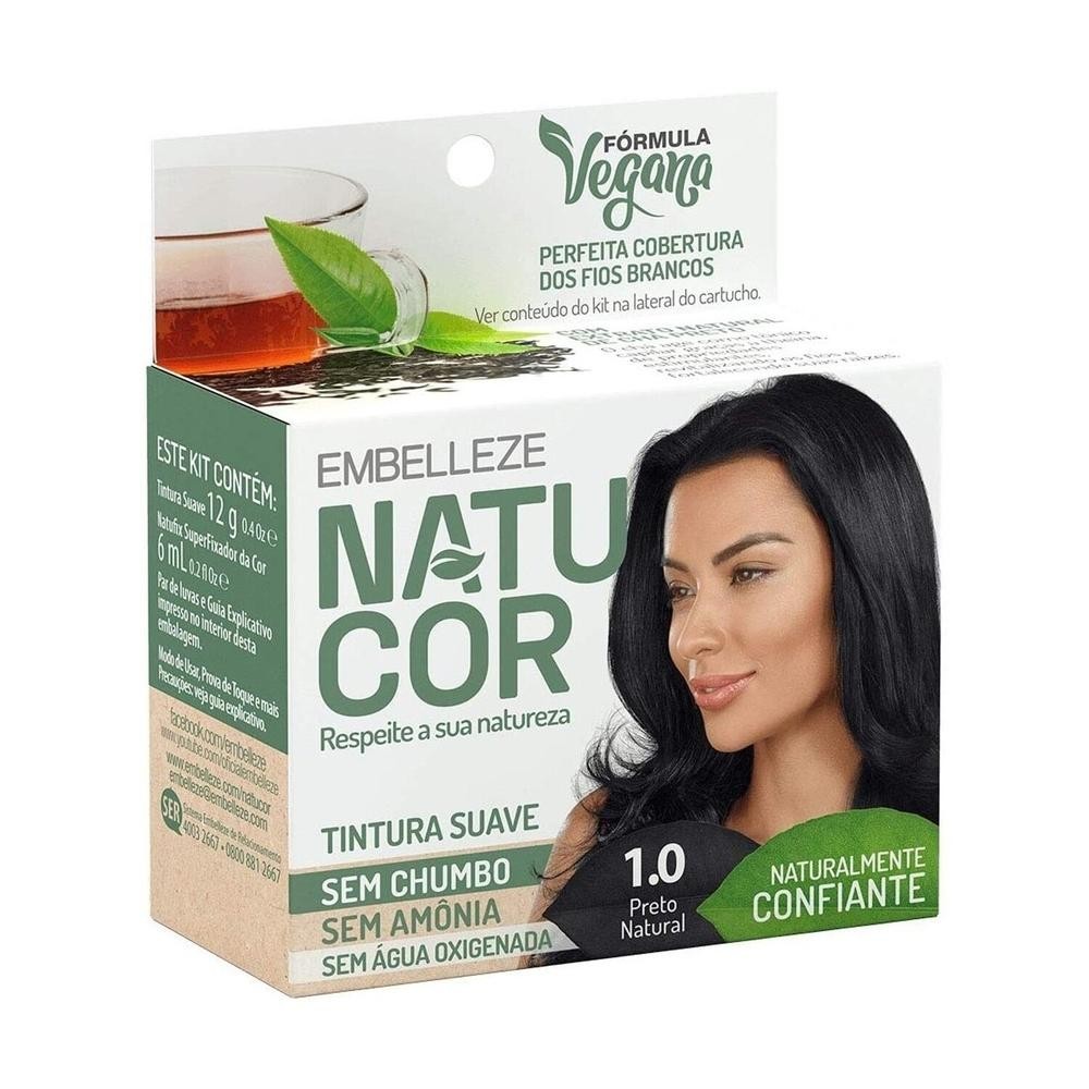 Tintura Suave Natucor 1.0 Preto Natural Kit Economico em Oferta na Shopee