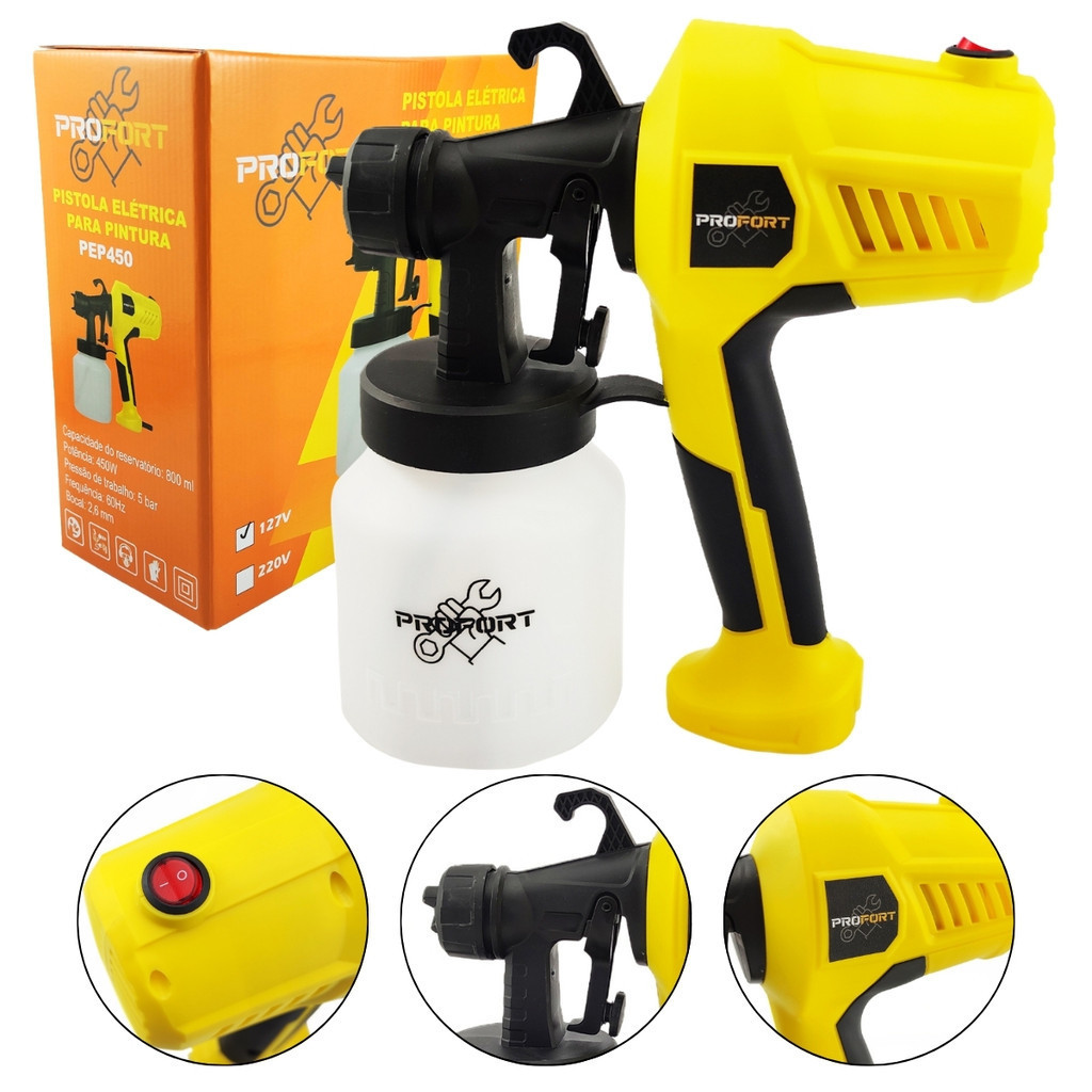 Pistola De Pintura Elétrica Profort 450w 700ml PEP 450 Para Pintura De Paredes, Portões, Portas em Oferta na Shopee