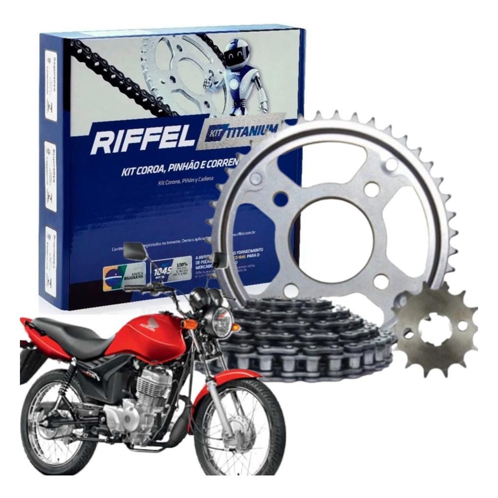 Kit Relação Transmissão Cg 125 2000 A 2008 Original Riffel em Oferta na Shopee