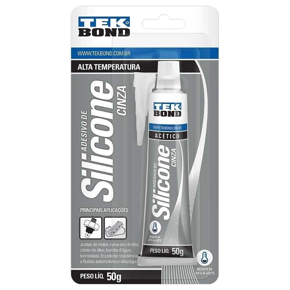 Silicone Acético Cinza Alta Temperatura Blister - Emb. c/ 12 un 50g - Tekbond em Oferta na Shopee
