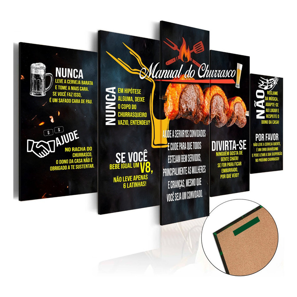 Kit 5 Quadros Decorativos Mosaico Manual Do Churrasco Para Sala Quarto Escritório em Oferta na Shopee