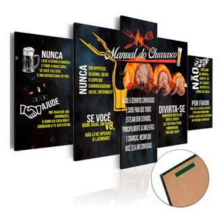 Kit 5 Quadros Decorativos Mosaico Manual Do Churrasco Para Sala Quarto Escritório em Oferta na Shopee