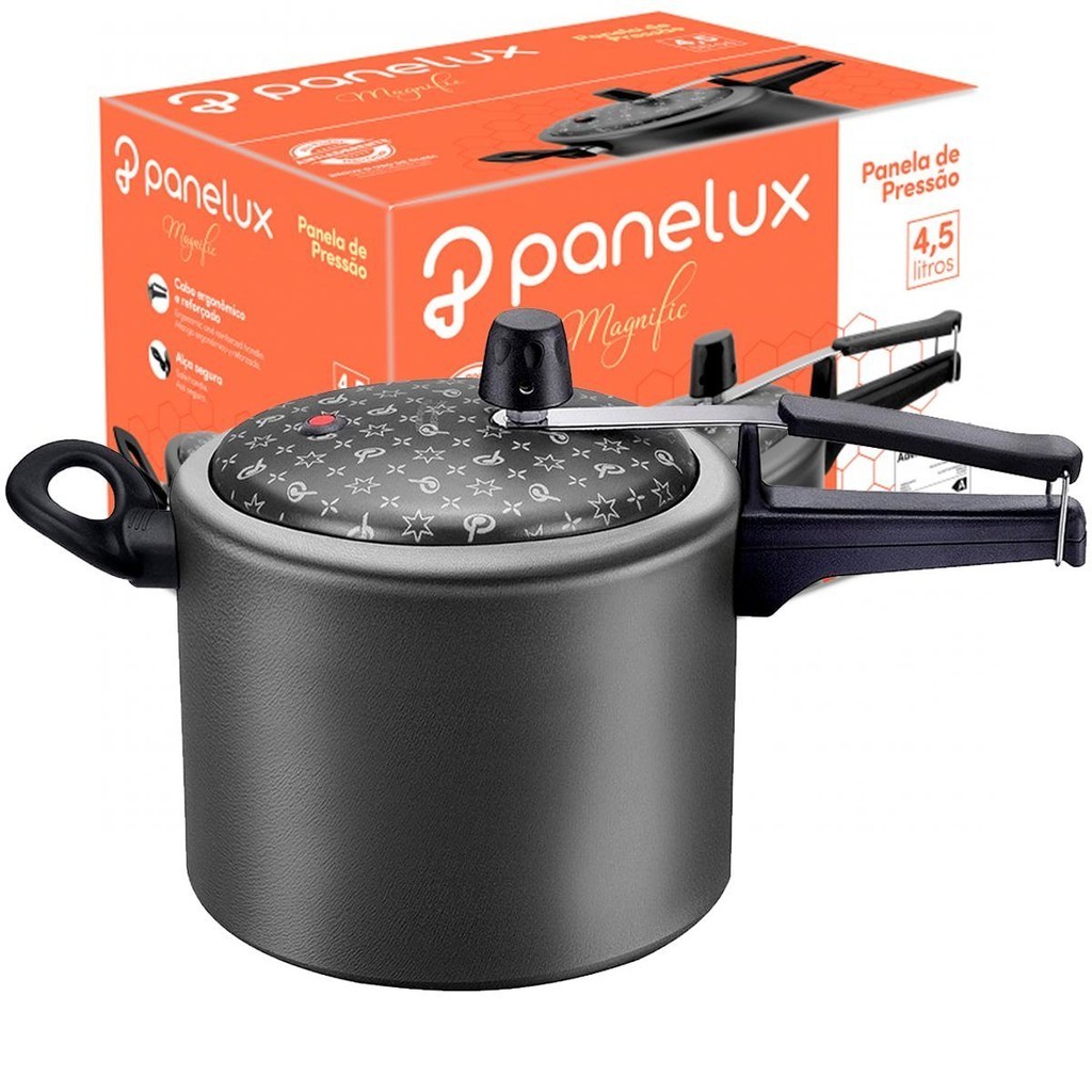 Panela de Pressão Alumínio Panelux Magnific Fechamento Interno 4,5L Antiaderente Grafite
