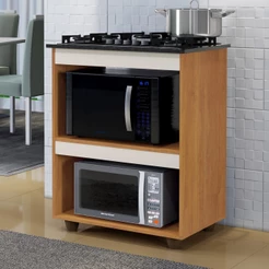Balcão de Cozinha para Cooktop 4 Bocas Turim Nature/off White Kaiki