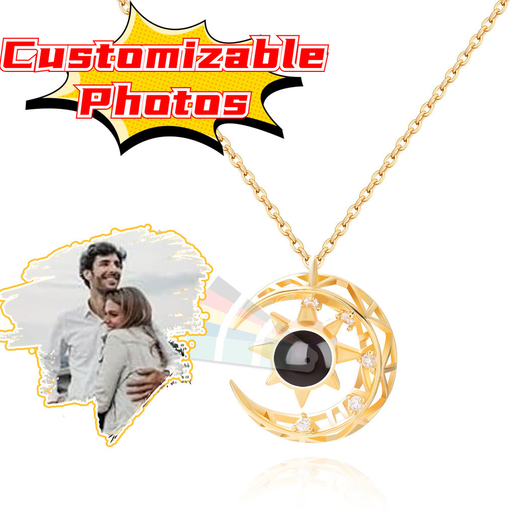 Colar de projeção de fotos personalizável para mulheres e homens, colar feminino, colar de família, colar para amantes, presentes fotográficos personalizáveis do dia dos namorados, presentes unisex