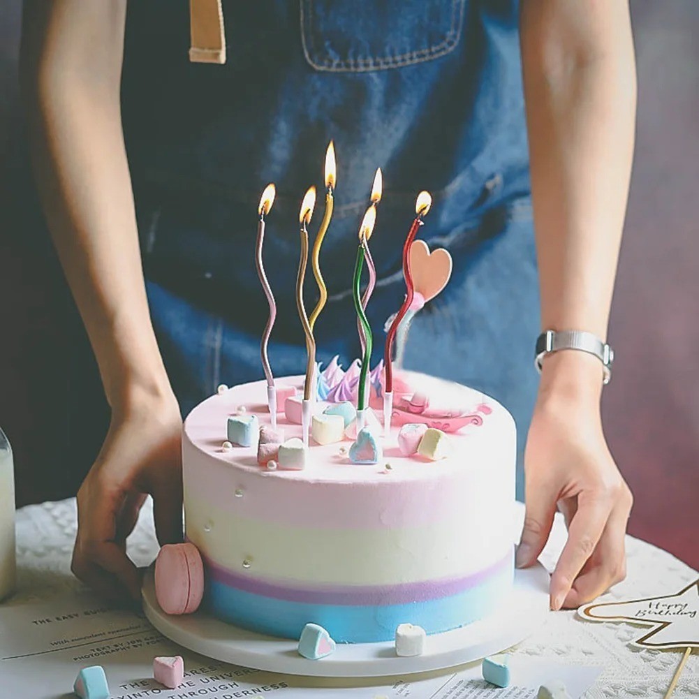 Vela de Anivesario para Festa Parafina 6Peças para Decoração, Bolo de Bricolage, Curva, Casamento e Aniversário