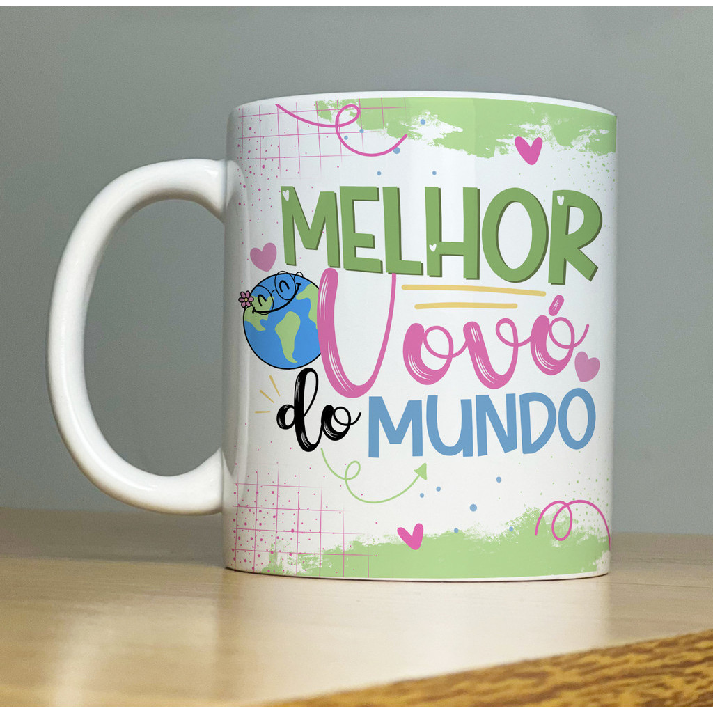 Caneca Vovô Vovó Avós Personalizada para Avô e Avó de Porcelana Vários Modelos para Presente Vô Vó