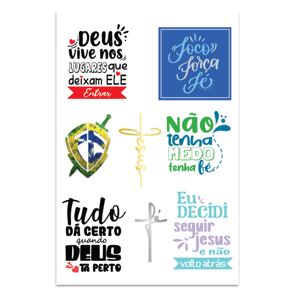 Cartela Adesivo Fé Jesus Crucifixo Não Tenha Medo Tenha Fé