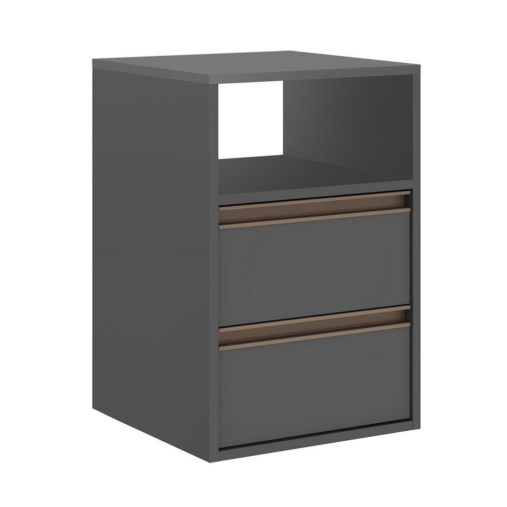 Mesa de Cabeceira 100% MDF Puxador Calha 2g Titanio Cinza Titânio
