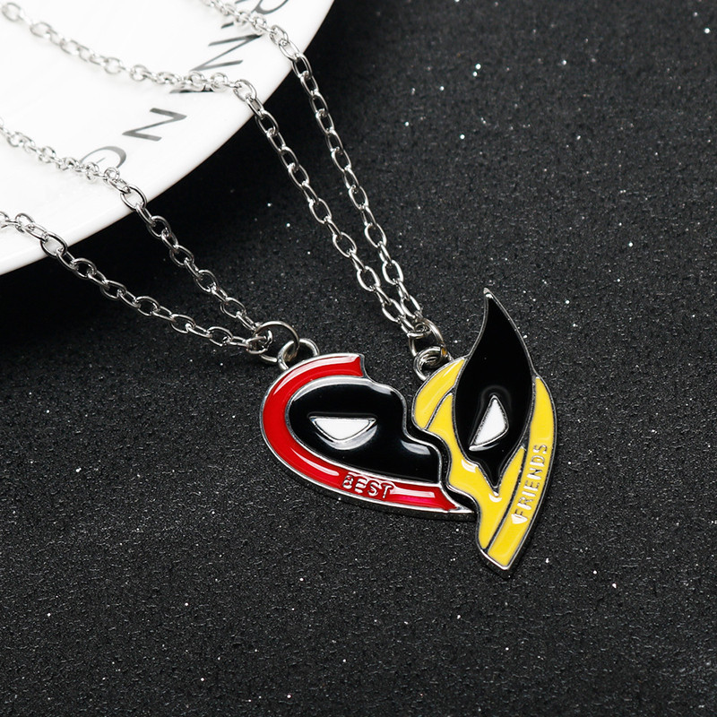 Deadpool Wolverine Best Friends Heart Pendant Keychains Friendship Jewelry BFF Matching Keyring Para Homens Meninos Meninas