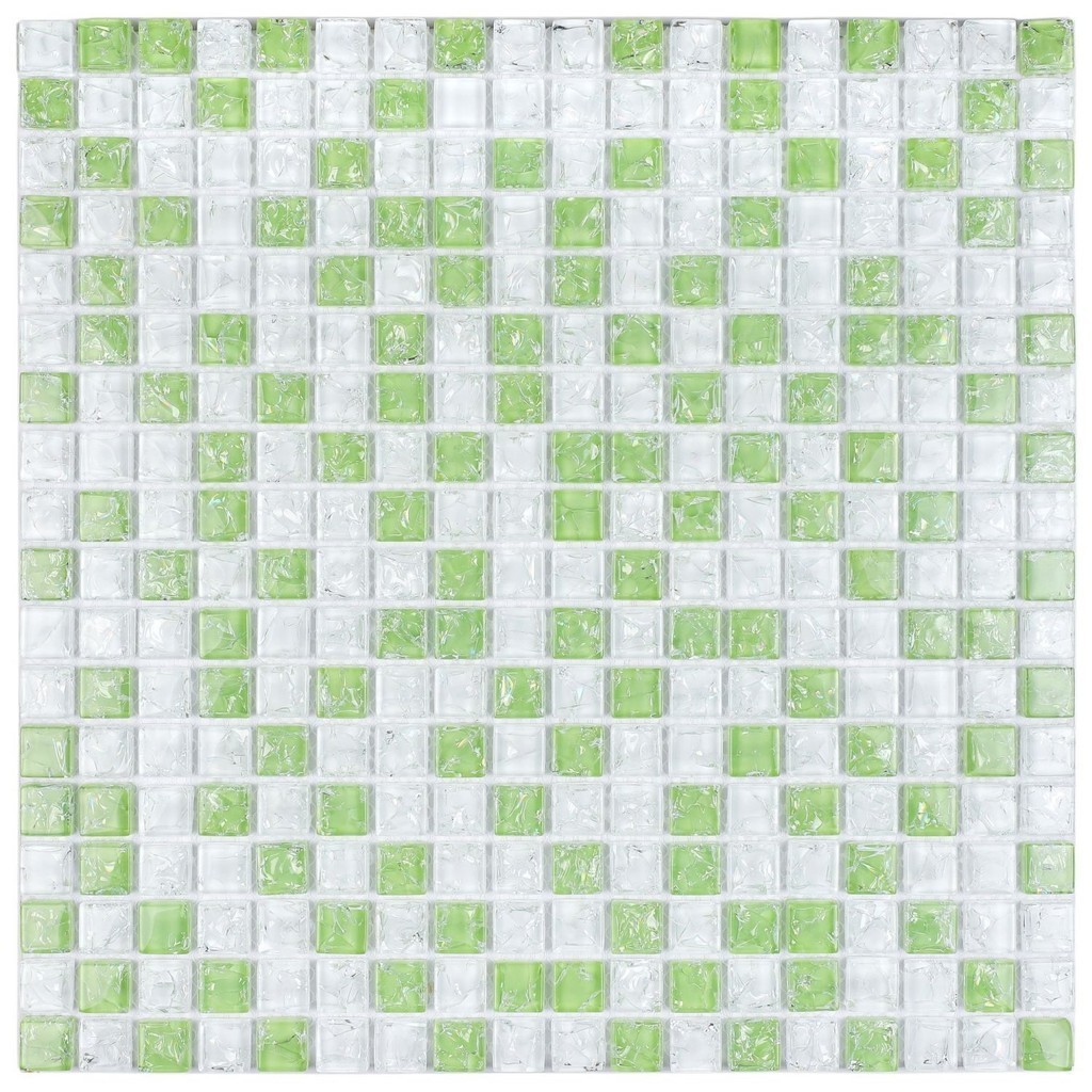 Pastilha de Vidro Galiano de 30cm X 30cm Rende  Glass Mosaic Verde/Branco