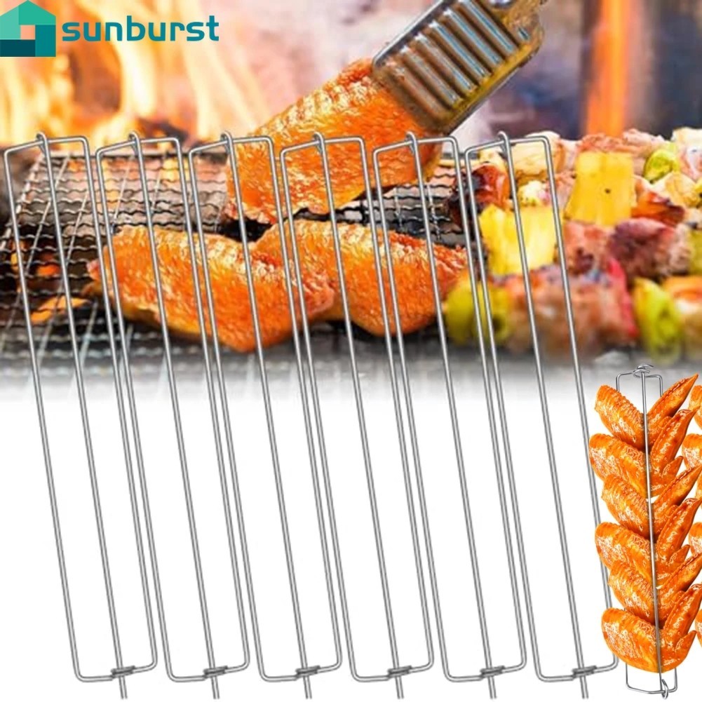 Garfo Para Churrasco De Carne De Bife-Asa De Frango Em Forma De U Aço Inoxidável-Acampamento De Piquenique Ao Ar Livre-Reutilizável , Conveniente-Ferramenta Grelhar Asas