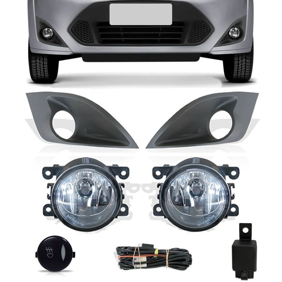 Kit Farol de Milha Neblina Ford Fiesta 2011 2012 2013 2014 - Interruptor Modelo Original