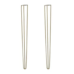 Kit 2 Pés de Metal 90 CM Hairpin Legs Aparador e Mesa de Canto Dourado G41