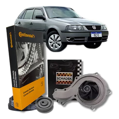 Kit Bomba D'Agua Tensor e Correia Dentada - VW Gol Voyage Parati Saveiro AP 1.6/1.8/2.0 - Schadek