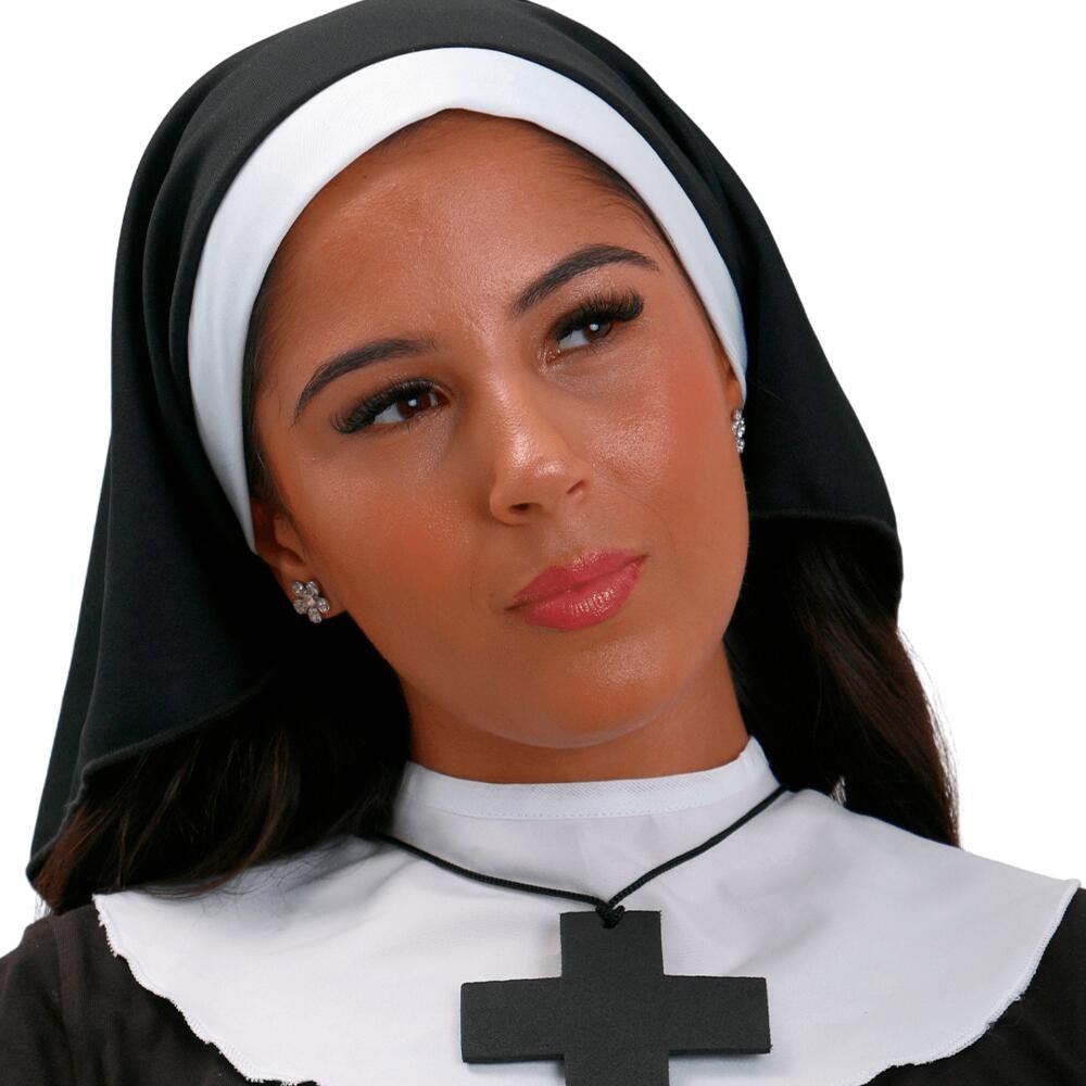 Kit Fantasia Freira Adulto Com Véu, Gola E Crucifixo De E.V.A em Oferta na Shopee
