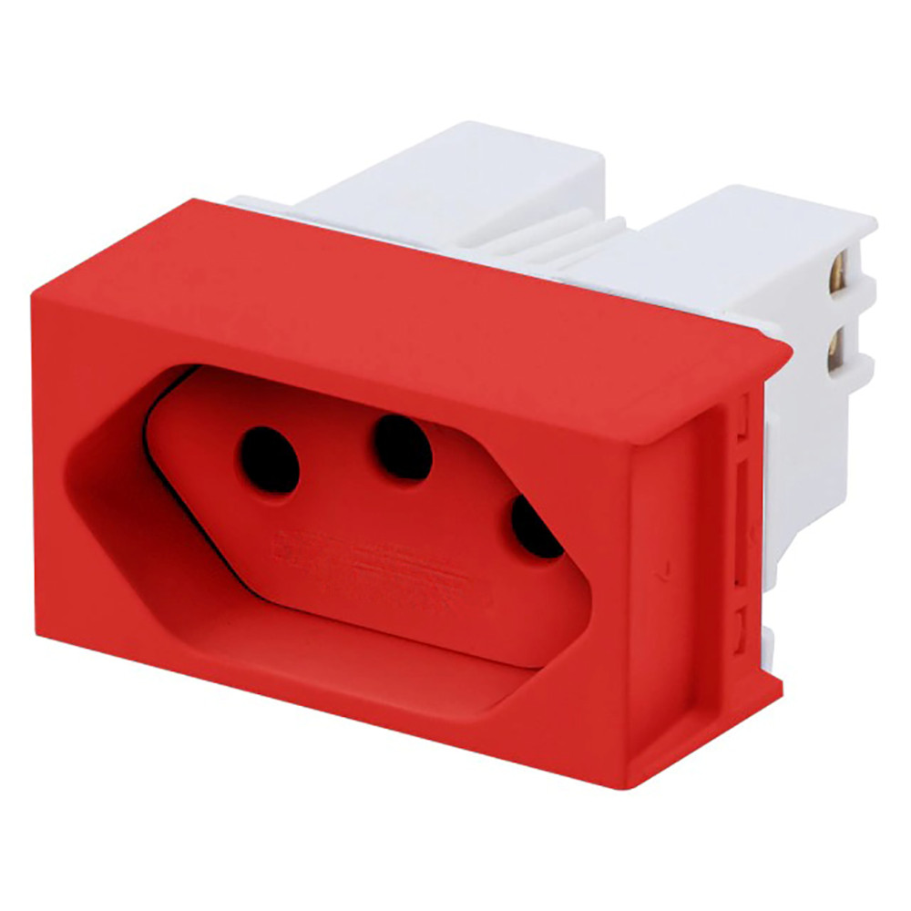 Tomada 2P+T 20A 250V com Tampa Vermelha Ilumi