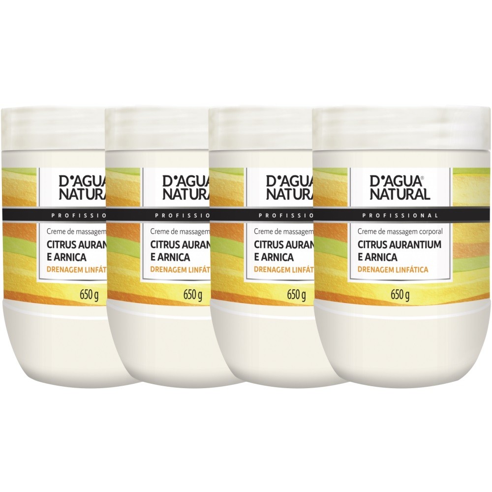 4un Creme Massagem Corporal Citrus Aurantium E Arnica 650g Dágua Natural