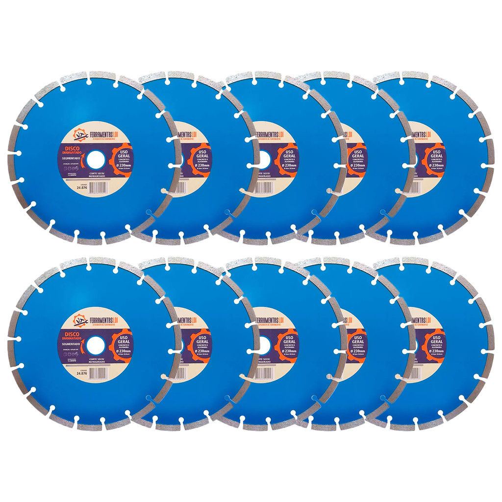 Kit 10 Disco Corte Diamantado 9 230mm Segmentado Ferramentas Ldi