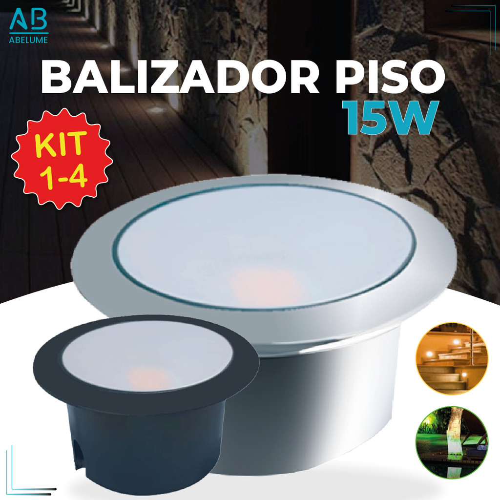 Balizador Spot LED Embutir Chão Piso Jardim 15W Luz Quente e Verde IP65 Bivolt 60Hz em Oferta na Shopee