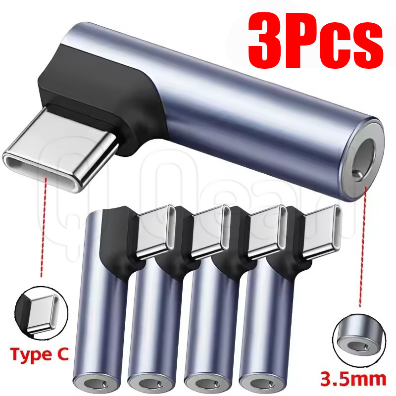 Conversor De Cotovelo Tipo C Para Conector De 3.5 Mm De 3 Unidades-Adaptador De Entrada Fone De Ouvido Com Fio HiFi-Aces