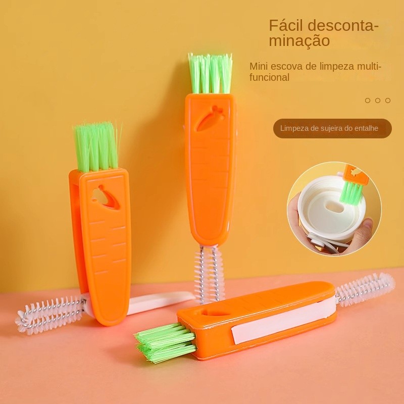 Escova de limpeza multifuncional para tampa de copo - Ferramenta de limpeza 3 em 1 para limpeza de fendas em Oferta na Shopee