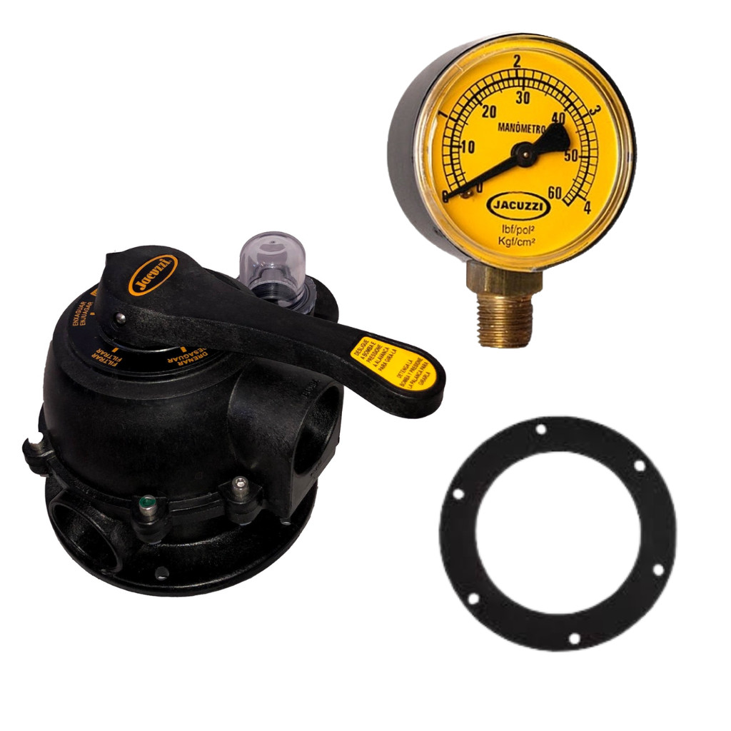 Kit Cabeçote + Manômetro + Guarnição Válvula Filtro TP Jacuzzi