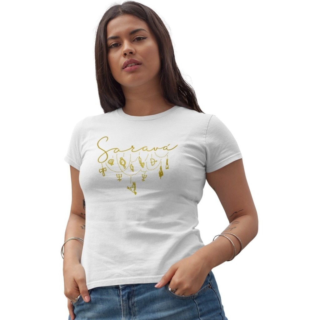Camiseta Feminina Orixás Umbanda Candomblé Ferramentas Blusinha Agodão Premium