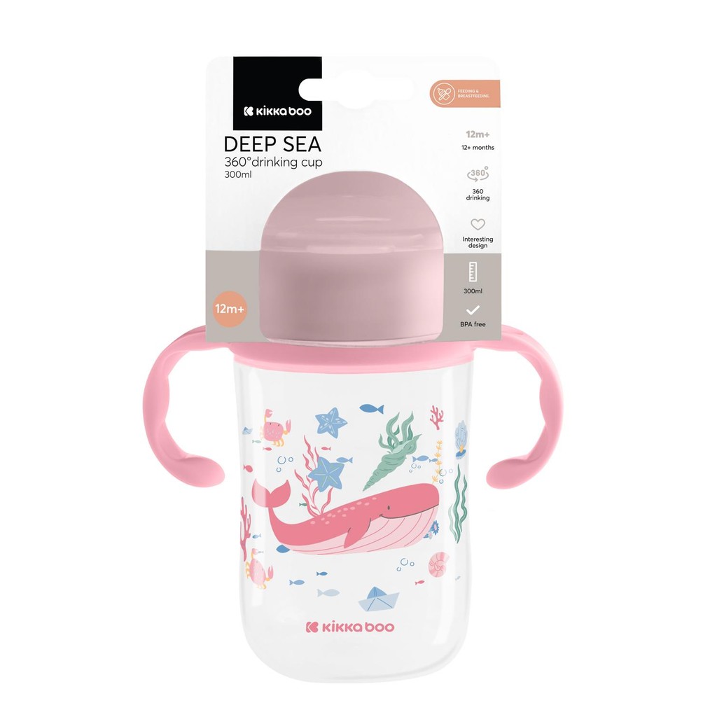 Copo de Treinamento 360º Deep Sea Pink 300ml KikkaBoo em Oferta na Shopee
