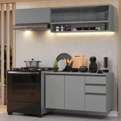 Armário de Cozinha Compacta Suspenso 200cm Cinza Nice Madesa 12